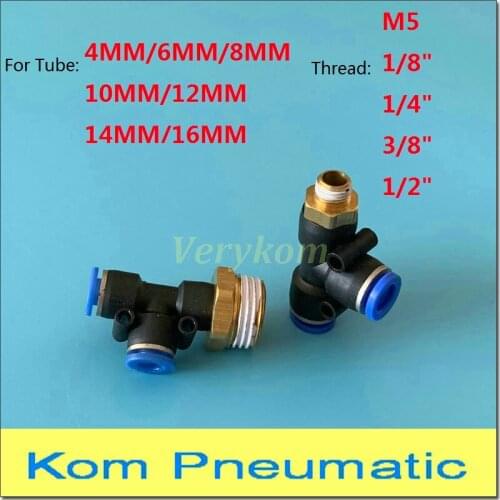 10X Verykom Pneumatic Male Tee Air Fitting 6mm 8mm 10mm Tube Push In 1/8" 1/4" 3/8" 1/2" bsp Hose Quick Connector PD 6-02 8-02 T