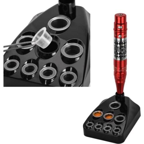 ATOMUS 9 Holes Tattoo Machine Pen and Pigment Ink Holder Eyebrow Lip Eyeliner Tattoo Accessory Tattoo Ink Stand Rack Black