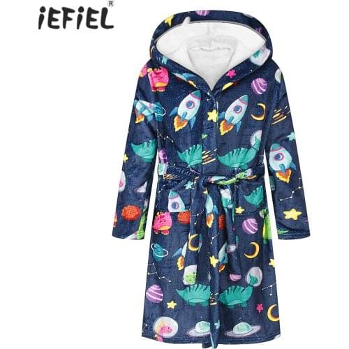 Children Bathrobes 8-12years Kids Robes Flannel Boys Girls Robes Cartoon Animal Hooded Bath Robes Baby Girl Pajamas Kids Clothes