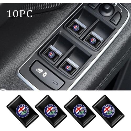 10PCS Epoxy 3D Car Styling Emblem Badge Sticker Decals For alfa romeo 159 147 156 166 Giulietta Giulia Mito Car Accessories