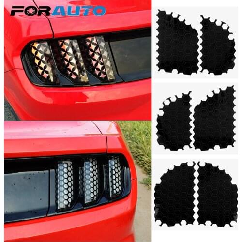 FORAUTO 6pcs/set Car Taillight Sticker Honeycomb Tail Light Decorative Stickers Decals Fit For Ford Mustang Car Styling