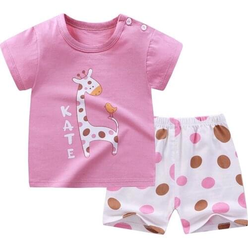 2 Piece Set Baby Girl Clothes Girls Summer Clothes Set Short Sleeved T Shirts Shorts Cute Cotton Tops Kids Tracksuit Soft Outfit