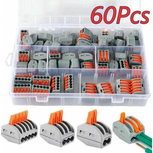 20/30/60pcs/Set Spring Lever Nut Terminal Blocks Reusable Electric Cable Connector Wire Home Tools of Insulating Solder