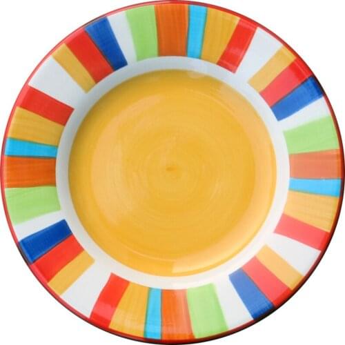 Creative Hand Painting Color Plate Household Ceramic Dish Plate Dish Art Deco Plate Steak Large Western Dinner Plate