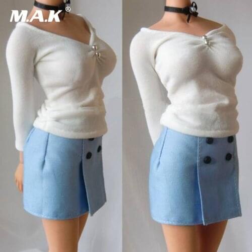 1/6 Scale Female Business Suits Shirt Skirt Tie Models for Action Figure Accessories blue