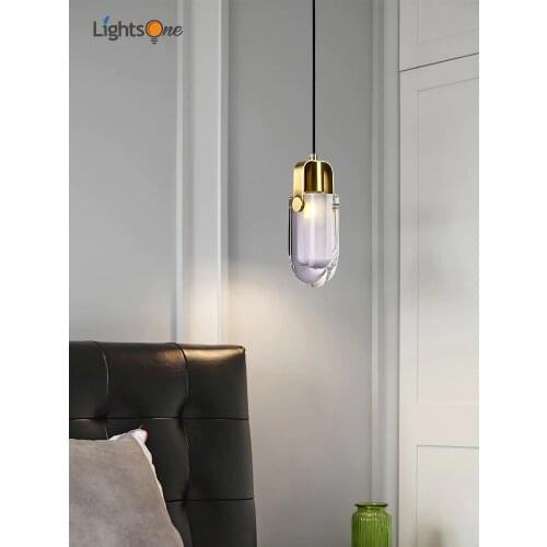 All copper bedside modern minimalist aisle restaurant pendant lamp luxury crystal small pendant lights