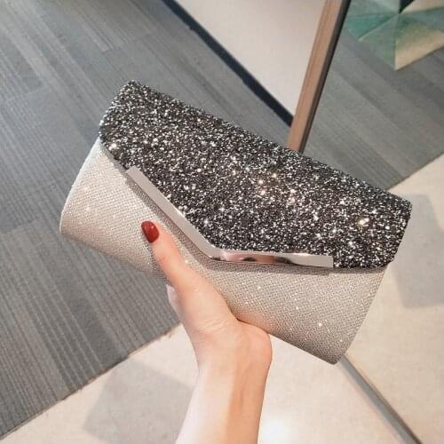 Fashionable Women Temperament Handbag Sequins Ladies Banquet Bag Chain Clutch Bag Party Prom Evening Bag