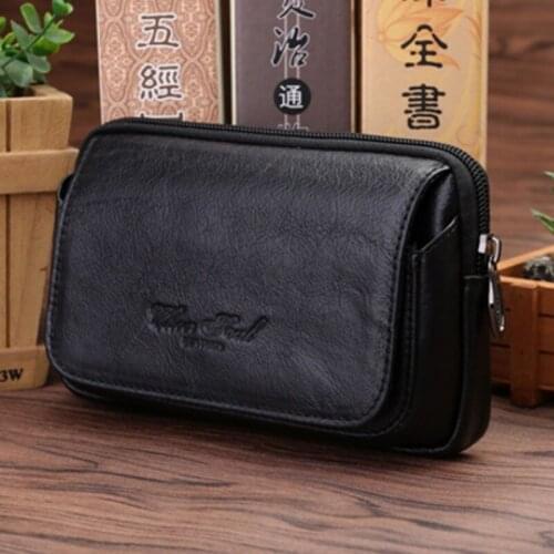 New Mens Waist Bag Genuine Leather fashion Flip Belt Hip Fanny Bag Waist Pack Purse For Cell Mobile/Phone Case Pocket wallet