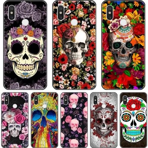 TPU Soft Phone Case Silicone For Xiaomi Mi 5 5C 5S 5X 6 6X Plus Skull Rose Skeleton Back Cover For Xiaomi Mi A1 A2 8 SE Lite