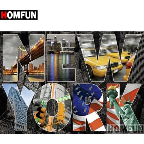 HOMFUN Full Square/Round Drill 5D DIY Diamond Painting "Text landscape Embroidery Cross Stitch 3D Home Decor Gift A09999