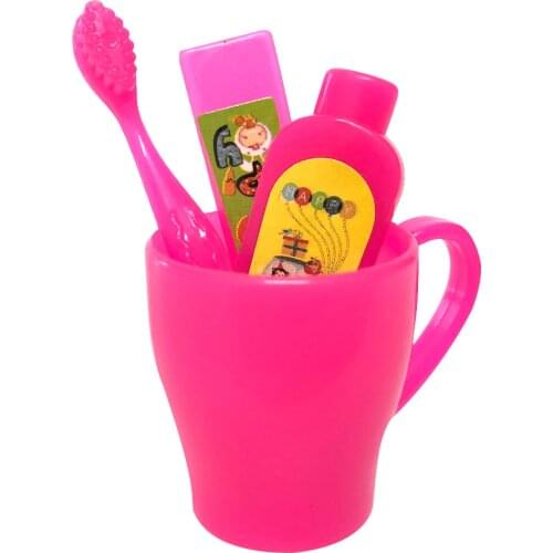 NK 4 Pcs/Set Doll Accessories Mini Toothpaste Kit toothbrush Cleanser Cup toothpaste For Barbie Doll Gift Necessary Toys DZ