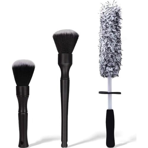 3Pcs Car Detailing Brush Set, Microfiber Wheel Brush, Ultra-Soft Cleaning Brush, Beauty Eye Shadow Brush,Tire Brush
