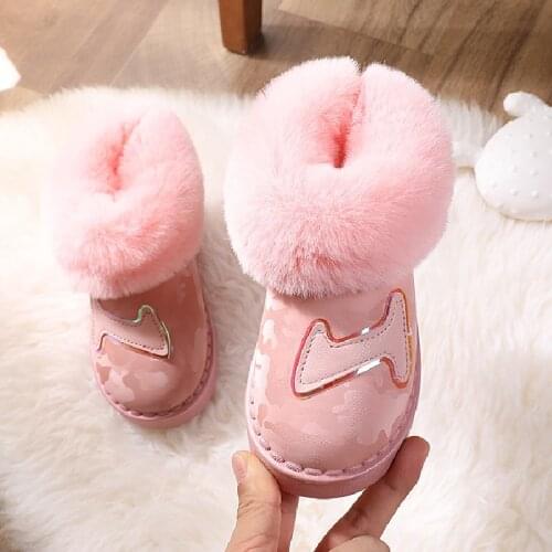 New Winter Plush Boots Fur Warm Fashion Children Casual Shoes Baby Boys Girls Snow Boots Kids Shoes Brand Child Ankle Sneakers