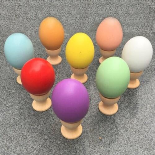 Easter Natural Wood Simulation Eggs Manual Graffiti Painted Exercise DIY Creative Easter Egg Children Early Educational Toy