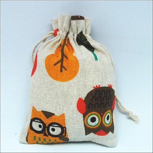 10pcs New Gift Pouches jewelry bags owl animals butterfly shape cat dolphin green leaf size 10x14mm fabric bags candy bags