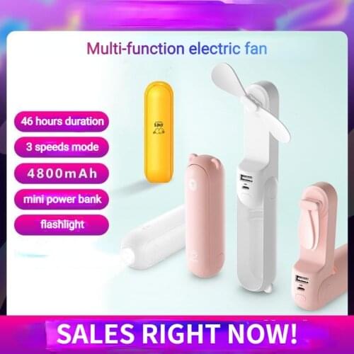 Handheld Portable Mini Folding Fans USB Rechargeable 4800mAh Silent Small Fan Student Desk Air Cooling Fan for Home Travel