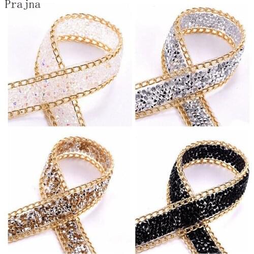 Prajna 1Yard Rhinestones Hot Fix Rhinestone Applique Ribbon Belt Trim Chain Strass Crystal Rhinestone For Craft Wedding Dress
