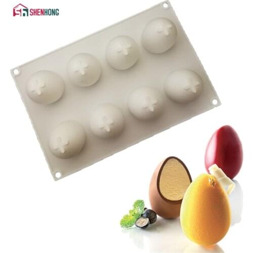 SHENHONG 8 Holes Egg Shape Silicone Cake Mold DIY 3D Oval Mould Cupcake Cookie Muffin Soap Moule Baking Tools Mold