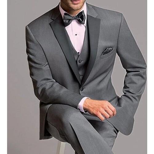 Tailor made Groom Tuxedos for Wedding Slim fit Men Suits Custom Dinner Party Male Set Jacket Pants with Vest New Style