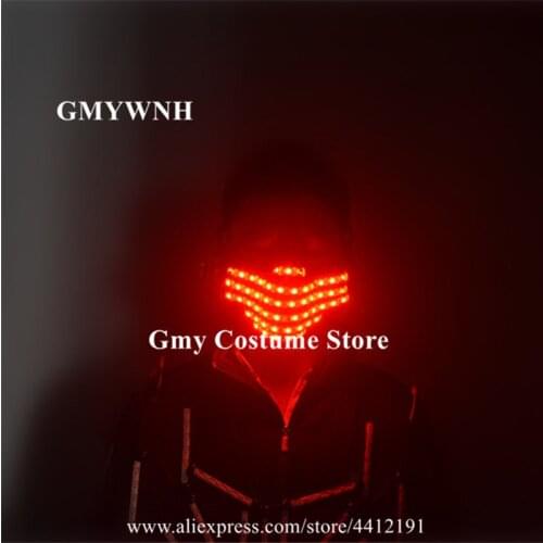 M16 Ballroom dance led costume luminous led mask dj stage wears props party show colorful RGB light mask robot men performance