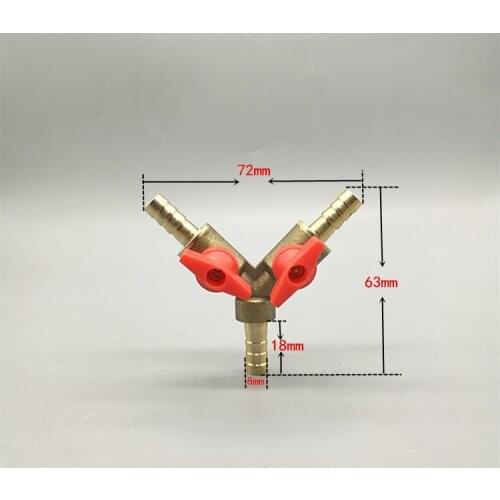 8mm 10mm 20mm Hose Barb Y Type Three 3 Way Brass Shut Off Ball Valve Pipe Fitting Connector Adapter For Fuel Gas Water Oil Air