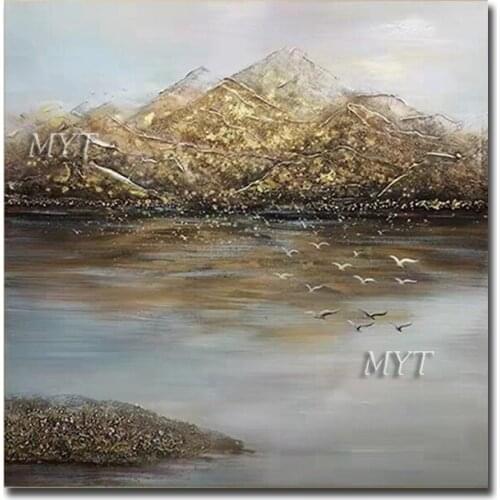 Water And Mountain And Seagu Abstract Oil Painting Hand-painted Wall Art Home Decor Picture Modern Painting On Canvas Unframe