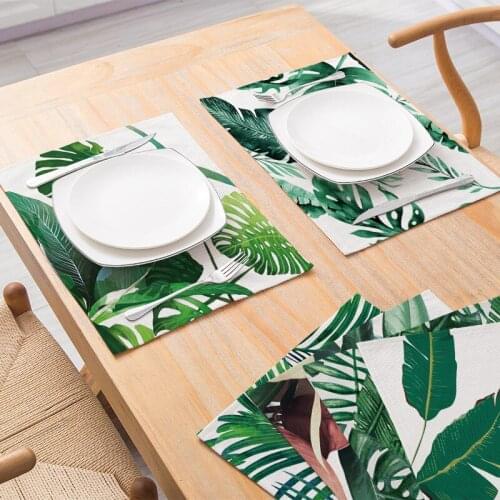 Plant Series Placemat Thanksgiving Tableware Pad Tropical Plant Pumpkin Home Decoration Waterproof Table Mat Coaster 1PCS