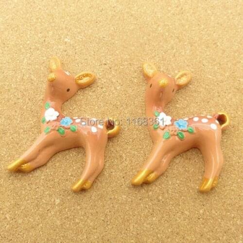 1pcs/lot Flat back resin simulation Christmas Sika deer 41mm Cabochons Scrapbook for DIY phone case decoration C117-1