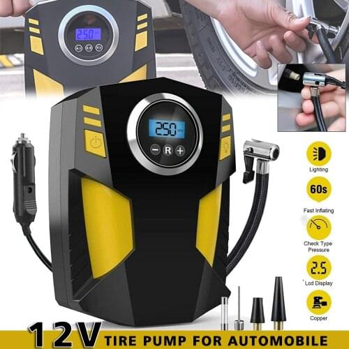 12V Digital Display Electric Car Tire Inflator Air Pump For Car Motorcycle LED Light Tire Pump Tyre Pressure Gauge Auto Air Pump