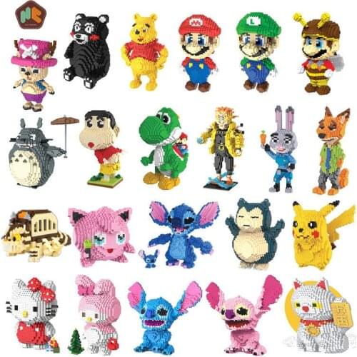 3D micro particle puzzle creative leisure plug in plastic toy building block cartoon doll series puzzle cartoons Building Blocks