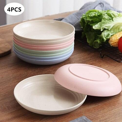 4Pcs Nordic Round Fruit Tray Home Kitchen Dinner Food Plate Snacks Dessert Meat Storage Tableware