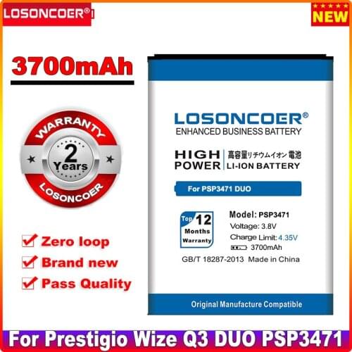 LOSONCOER 3700mAh PSP3471DUO PSP3471 DUO Battery For Prestigio Wize Q3 DUO PSP3471 Mobile Phone Batteries+Tracking Number