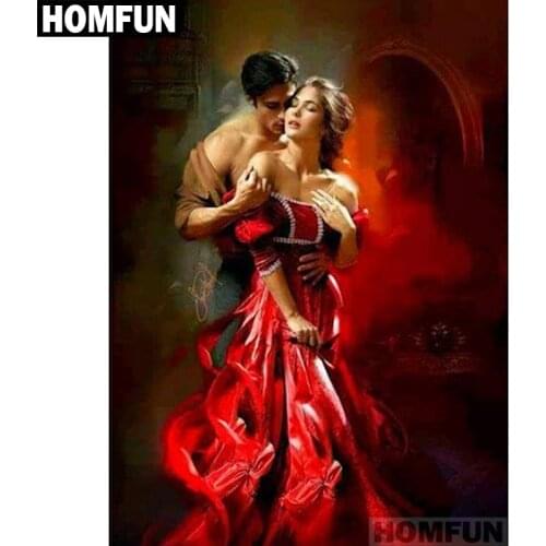 HOMFUN Full Square/Round Drill 5D DIY Diamond Painting "Dancers couple" Embroidery Cross Stitch 5D Home Decor Gift A01415