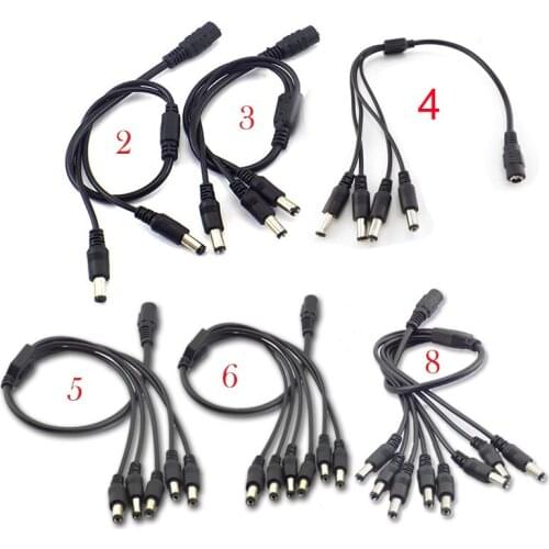 DC Power 1 Female to 2 3 4 5 6 8 Male Way Splitter Adapter Connector Cable 5.5mm*2.1mm 12V for CCTV Camera LED Strip Light 10