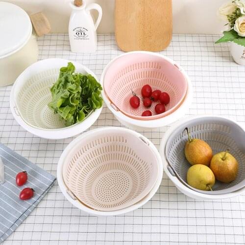 Double Layer Swivel Drainer 2 in 1 Bowl Strainer Combo Durable Washable Convenient Detachable for Cleaning Veggies GQ