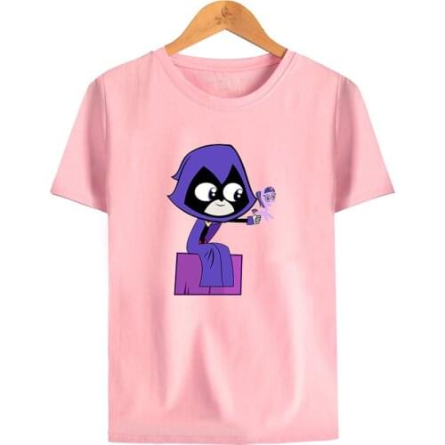 Anime Teen Titans Go 100% Cotton T-shirt Men Summer Short Sleeve Cartoon T Shirt Hot Sale Casual Streetwear Tops Kids Clothes