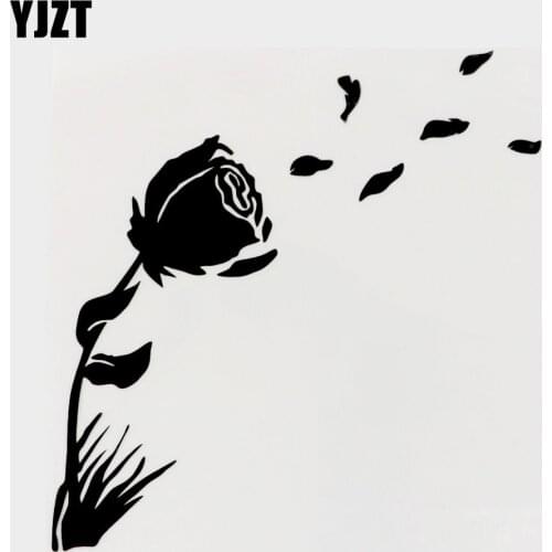 YJZT 15CM×14.8CM Interesting Plant Flower Vinyl Decal Car Sticker Black/Silver 18B-0144
