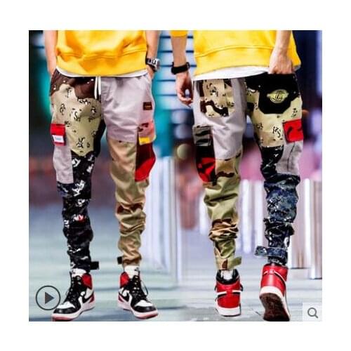 Camouflage overalls male popular logo relaxed autumn ins beam foot trousers of hip-hop harlan leisure pants mens fashion S-4XL
