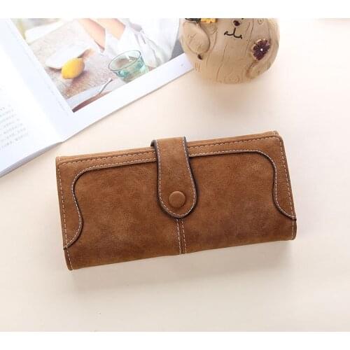 Female Wallets Card Holder Clutch Carteras Many Departments Faux Suede Long Wallet Women Matte Leather Lady Purse High Quality