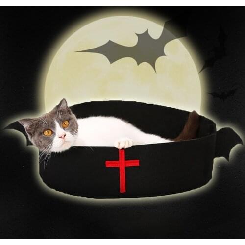 Dog Cat Bed Bats Design Cat House Pet Halloween Sleeping Mat Christmas Old Man Belt Cat Bed For Small Dog Gatos Accessories