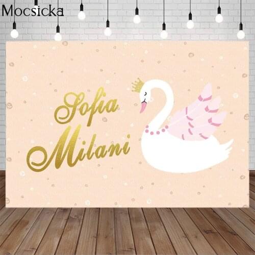 Mocsick White Swan Backdrop for Photography Baby Birthday Sofia Milani Theme Party Banner Decor Photo Background Orange Backdrop