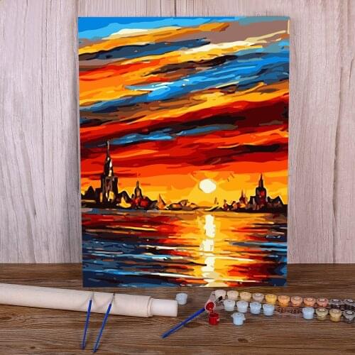 Landscape Paint By Numbers Complete Kit Oil Paints 50*70 Canvas Painting Home Decoration For Adults Wall Art Handicraft