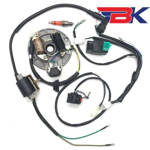 Magneto Coil CDI Coil Set Kill Stop Switch Horn Button Harness Wiring Loom For 50 70cc 90cc 110cc 125cc Dirt Bike