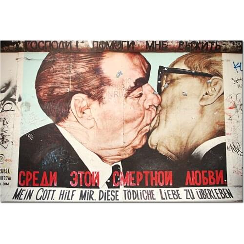 Wall Art Poster Canvas Painting Brezhnev Kiss Graffiti on the Berlin Wall Picture For Living Room Decor Home Decoration