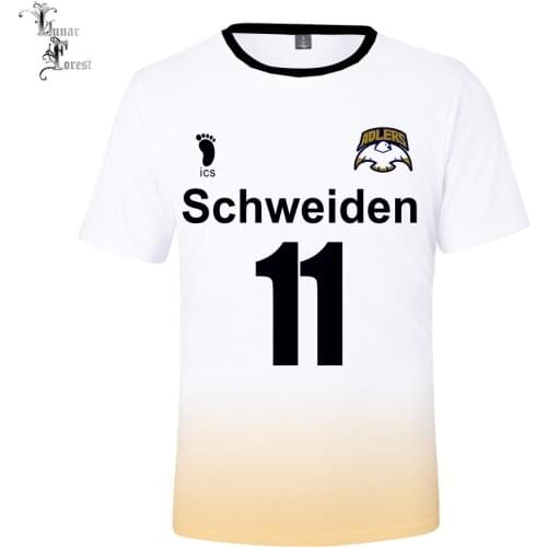 New Haikyuu!! SCHWEIDEN ADLERS 3D T-shirt Summer Casual Round Neck Short Sleeve Japanese Anime Streetwear cool T-shirt thin tees