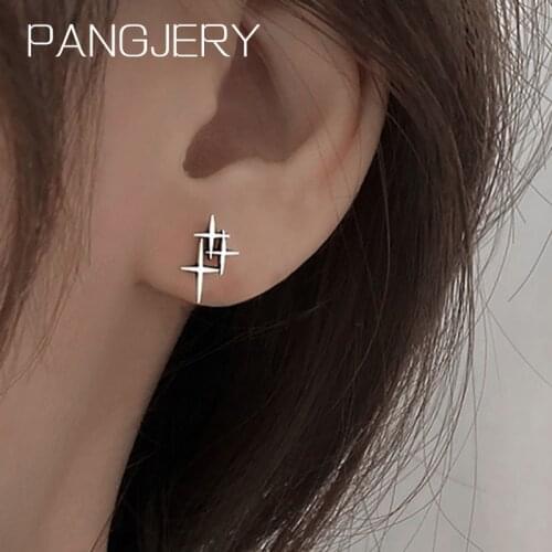 PANGJERY Prevent Allergy 925 Sterling Silver Cross Earrings for Women Couples Fashion Design Minimalist Party Jewelry Gifts