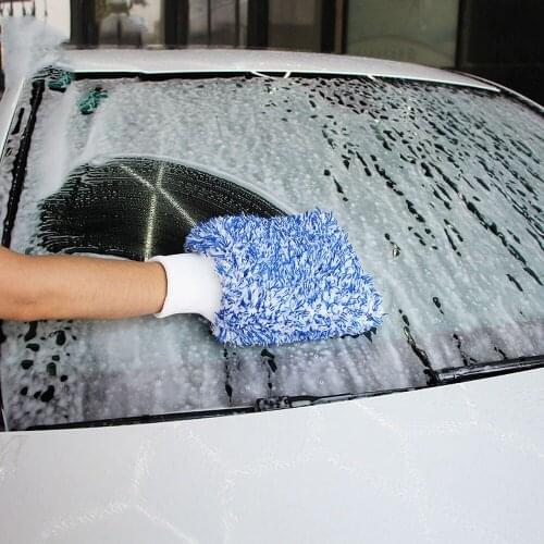 Car Wash Gloves Microfiber Double-sided High Density Absorbance Glove for Washing Glass Bumpers Wheels Auto Care Cleaning Tools