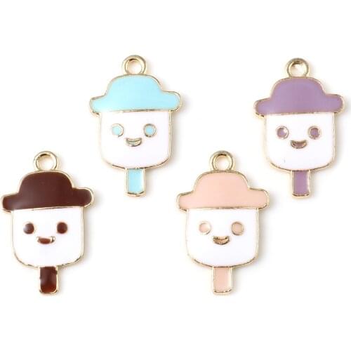 10 PCs Summer Ice Lolly Charms Pendant Zinc Based Alloy Charms Pendant White & Purple Enamel For Jewelry Making 22mm x 14mm