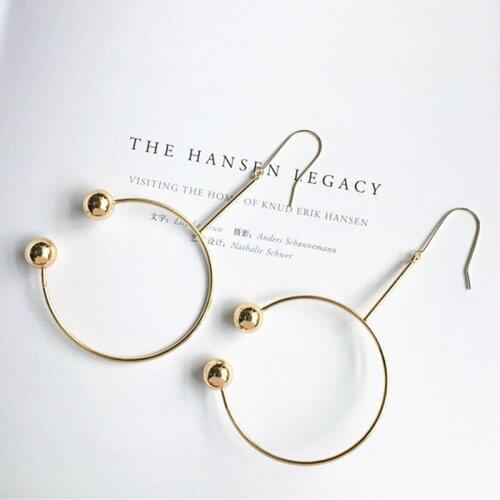 Retro gold color metal big circle earrings for women steampunk long women semi-circular earring party ear jewelry gifts