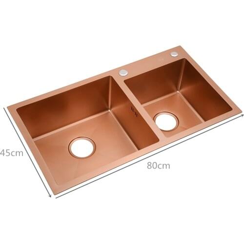 Rose Gold Kitchen Sink Single Bowel Above Counter SUS 304 Stainless Steel Handmade Kitchen Sinks Large Kitchen Bowl